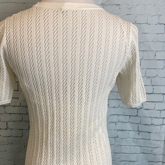 A.L.C. Soft Knit Open Knit Dress Cream White Sz S Designer Bride Bridal Vacation - Picture 13 of 16